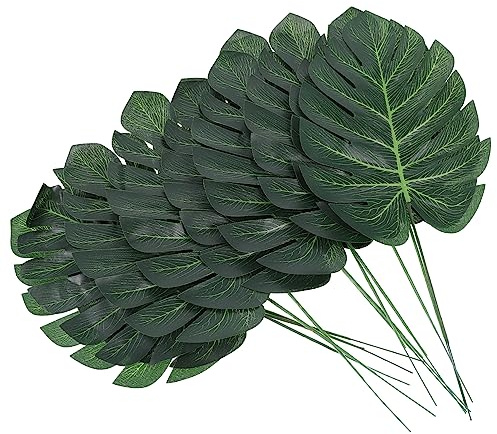 HEALEEP 12 pezzi Foglie Monstera Artificiali Decorazioni per Adatte Matrimoni e Feste Vasi Decorativi e Ufficio