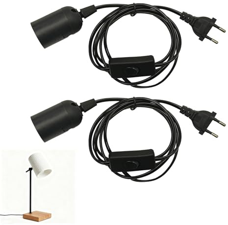Set Di 2 Portalampada E27 Con Interruttore E Cavo Di 1,8 M, Ideali Per Lampade Da Soffitto, Sospensioni E Altri Tipi Di Illuminazione - Compatibile Con Lampadine E27，portalampada Con Interruttore