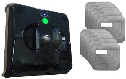 Robot nettoyeur de vitres automatique avec double jet d'eau, nettoyeur anti-chute for fenêtres intérieures/extérieures de grande hauteur plusieurs modes de nettoyage(W150S 10pcs mops)