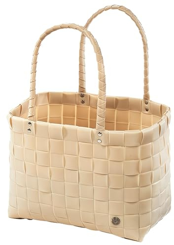 Kobolo Shopper BEZ Einkaufstasche PE geflochten 36x27x50 cm Beige