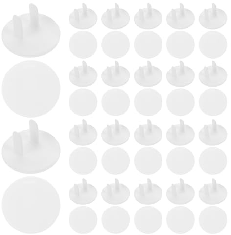 PAMINGONO Protectores de Enchufes para Bebés 50 Piezas Tapas de Seguridad para Enchufes Eléctricos de 2 Clavijas Cubiertas Anti-Electrocución para Hogar Protección Infantil