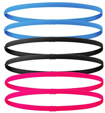 6 Stück Haarband Herren Sport Haarband Dünn, Sportstirnband Damen Sports, Elastisches Haarbänder Jungs, Stirnband Kinder Sports, rutschfeste Stirnbänder für Indoor Outdoor Fußball (3 Farben)