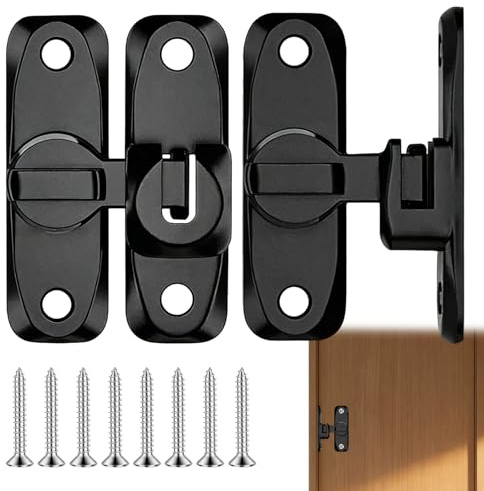 2 Unidades Pestillo para Puerta Corredera, Cerradura para Puerta Corredera, Cerrojo para Puertas Correderas 90/180 Grados, Aleación de Aluminio para Jardín, Cocinas, Puertas Int/Ext (Negro) | Pestillos de aleación de aluminio para puertas correderas, ventanas, armarios y puertas de montaje a izquierda o derecha