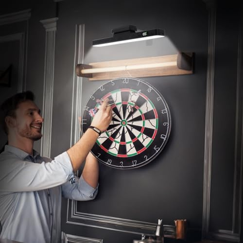 Luminaire LED pour plateau de fléchettes, 5 températures de couleur et luminosité réglable avec angle d'éclairage ajustable, gradable - Accessoires professionnels de fléchettes (1 pièce)