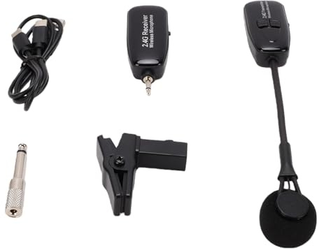 Tangxi de Micrófono Inalámbrico para Saxofón, Transmisor y Receptor de Instrumento con Captación Direccional de 2,4 GHz y Clip Ajustable de 360° para Trompeta, Trombón Flauta.