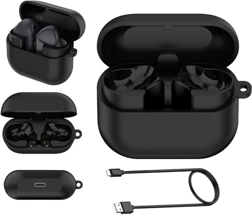 Galaxy Buds3 FE Ladehülle, Ersatz-Ladehülle mit USB-C-Kabel für Samsung Galaxy Buds 3 FE SM-R420 Earbuds Charging Dock (Ohrhörer nicht im Lieferumfang enthalten) (Schwarz)