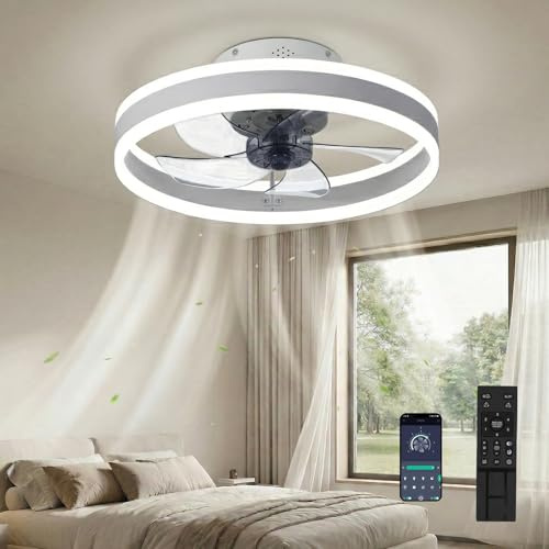 DATO Deckenventilator Mit Beleuchtung, 3 Farbtemperatur und 6 Geschwindigkeiten Ventilator Deckenleuchte,APP/Fernbedienung Leise Dimmbar Ventilator Deckenleuchte (Weiß, 50CM)