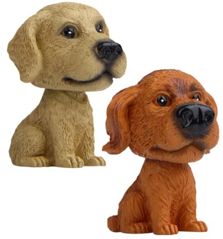POPETPOP 2 Pezzi Figura Cane Bobblehead in Resina Testa Oscillante, Decorazione Auto Creativa e Carina per Cruscotto, Accessorio per Interni Auto e Decorazione Casa Semplice da Installare