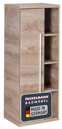 FACKELMANN Midischrank Stanford/Badschrank mit gedämpften Scharnieren/Maße (B x H x T): ca. 42 x 106 x 32 cm/hochwertiger Schrank/Anschlag: Links/Korpus: Braun hell/Front: Braun hell