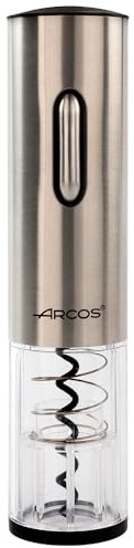 ARCOS Sacacorchos Eléctrico en ABS con Batería Interna Recargable. Abrebotellas Eléctrico Moderno y Elegante en Estuche. Color Plata