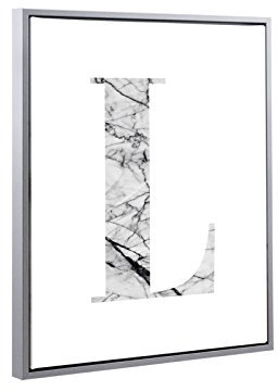 Bildershop-24 Schattenfugenrahmen Lemgo Alu geschliffen (Dekor) mit Keilrahmen Leinwand Bild Druck Motiv: Buchstabe L Marmor Design 60x80cm