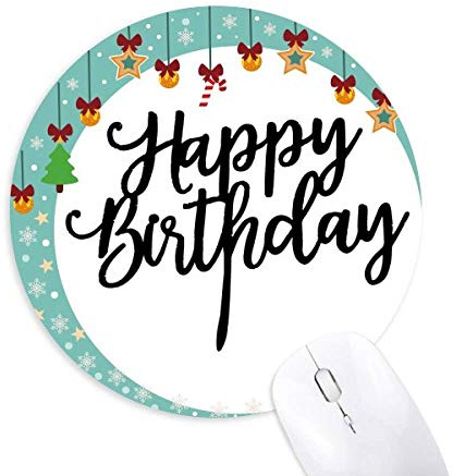 Happy Birthday Presents Best Wishes Mouse Pad Jingling Bell Round Rubber Mat