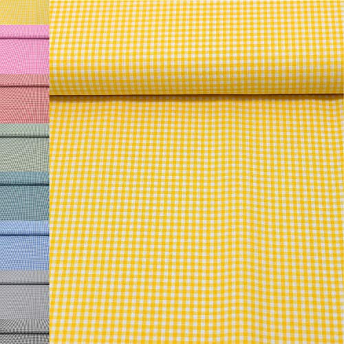 MAGAM-Stoffe Mona Vichy-Karo klein Baumwollstoff Oeko-Tex Meterware 50cm (01. Gelb)