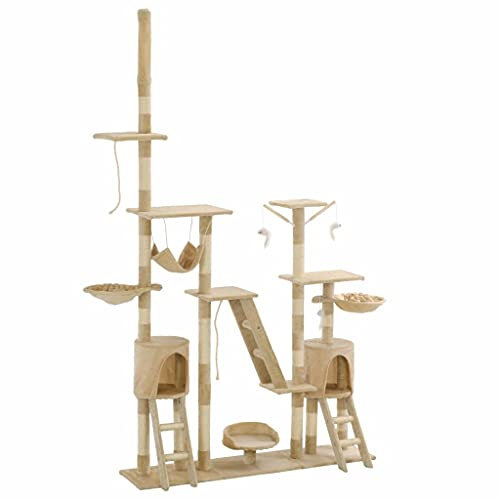 Susany Katzen-Kratzbaum Kratzbaum Gross Katzen Stabil mit Sisal-Kratzsäulen 230-250 cm Beige