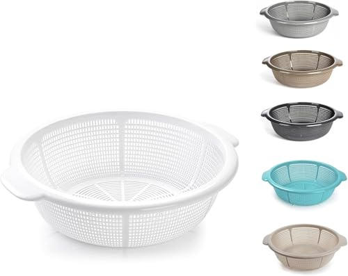 Panier passoire en plastique blanc de 31 cm pour laver et égoutter les légumes, les fruits, la salade, le riz et les pâtes, égouttoir léger