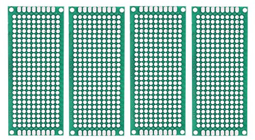 sourcing map 4er Pack PCB Leiterplatte Beidseitig Schaltung für DIY Löten 30mmx70mm Grün