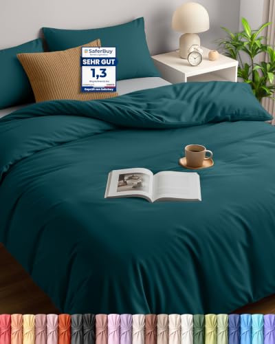 Utopia Bedding Double Duvet Cover Set with 2 Pillowcases 50x75 cm, Teal | Microfiber Bedding Quilt Cover Set with Pillowcases, Oeko-TEX Certified,Soft Breathable Comfort - Ideal for Home and Hotels