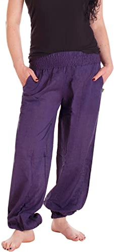 Vishes - Alternative Bekleidung - Lange Damen Sommerhose Haremshose Schlupfhose einfarbig Dehnbund Einheitsgröße (34-46)