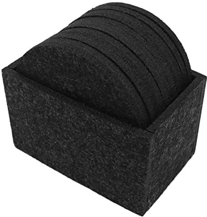 Tiardey 12 Posavasos de Color Gris Oscuro para Bebidas,Juego de Posavasos de Fieltro,Posavasos de Mesa Antideslizantes para café,Cerveza,Taza,Vino,Botella de Vidrio,Redondos