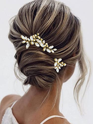 SINLOV Braut-Haarnadeln, Kristall, Hochzeits-Haarnadeln, Brautschmuck, Strass-Haarteile, Brautjungfer, Perlen, Haarschmuck für Frauen (Silber)
