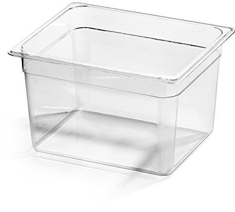 Forgast Contenitore Gastronorm GN 1/2 in Policarbonato, Dimensioni 32,5x26,5x20 cm, Vaschetta Gastronorm, Vassoio, Resistente alla Temperatura, Lavabile in Lavastoviglie, Transparente