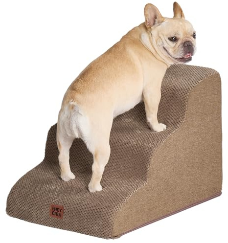 EHEYCIGA Curved Dog Stairs Ramp, 3-Step Dog Steps, 15.7 H Pet Step