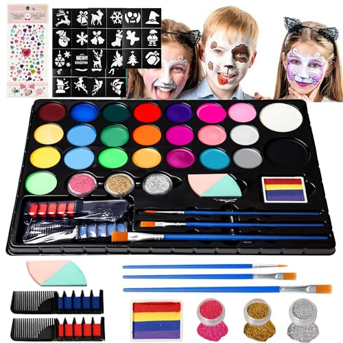 Schminke Karneval Kinder 24 Farben, Karneval Schminke Set, Halloween Kinderschminke Set, Kinderschminke Karneval, Karneval Schminke Glitzer, Kinderschminke Set Mädchen