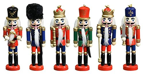 Juego de 6 adornos de cascanueces de Navidad, cascanueces de madera, decoraciones de Navidad, decoraciones colgantes de soldado, figura de cascanueces, adorno de Navidad para árbol de Navidad,