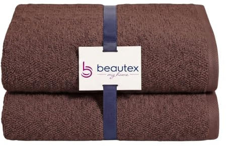 BEAUTEX Badetücher 2er Set 70x140 Dunkelbraun 550 g/m² Baumwolle | Große Badetücher aus 100 % europäischer Baumwolle, Oeko-Tex, weich, saugstark und langlebig.