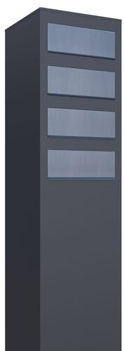 Briefkastenanlage, Design Briefkasten Monolith for Four Anthrazit/Edelstahl - Bravios