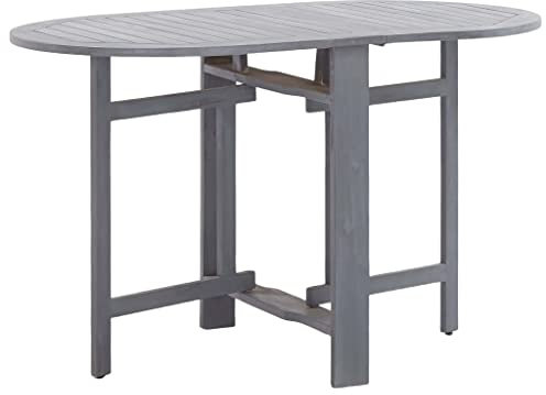 ULUYYUC Campingtisch Partytisch Klapptisch CafetischKlappbarer Gartentisch Grau 120 x 70 x 74 cm Akazienholz Massivgeeignet für Balkone, Terrassen und Laubengänge