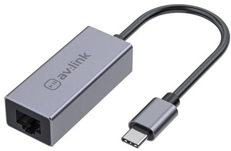 AV:Link | USB to Ethernet Adapter USB Type-C to Internet | RJ45 Gigabit Ethernet Direct Connection Via USB-C 3.0, LAN Port, MacBook Pro, Surface Pro, XPS and More