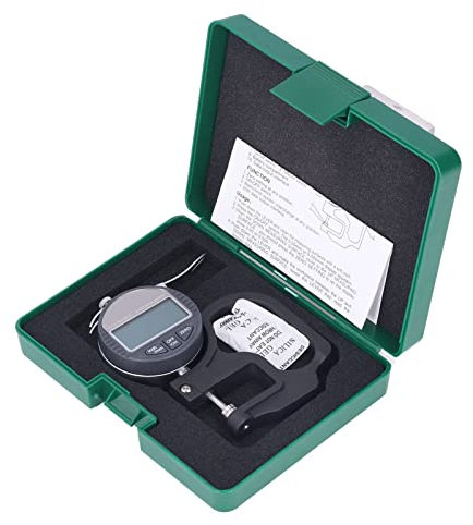 Micrómetro de Espesor, Medidor de Espesor Digital LCD Indicador de Esfera Redonda Medidor de Micrómetro Precisión de 0,001 Mm para Cuero de Papel, Galgas de Espesores Industriales