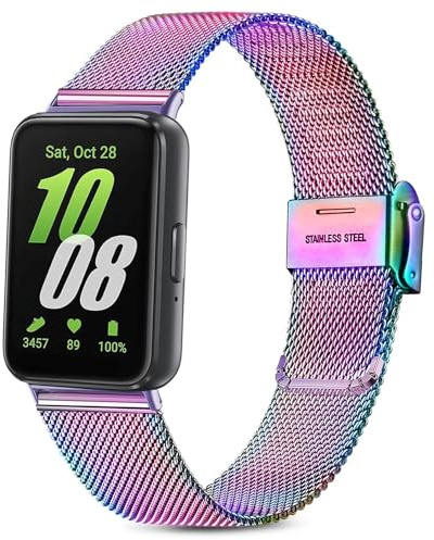 Issinlky Metallband för Samsung Galaxy Fit 3, Rostfritt stålarmband för Samsung Galaxy Fit 3 SM-R390 Herren Damen