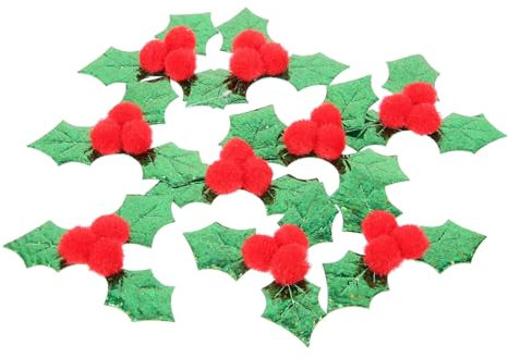 Cabilock 100 Hojas De Acebo Navideñas Decoración De Navidad Adornos De Hojas De Acebo