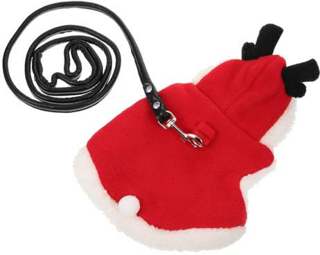 Levemolo Weihnachtliches Kaninchen-Geschirr Mit Zugseil Kleines Haustiergeschirr Mit Cartoon-Design Leichtes Warmes Und Verstellbares Kleintier-Harness Für Bunny-spaziergänge Und Sicheres