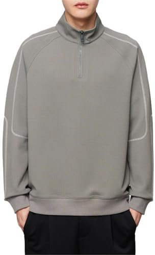 Seiizaa Sudadera de Felpa para Hombre de otoño e Invierno, Jersey cálido, Camisa de Viaje-Grey-M