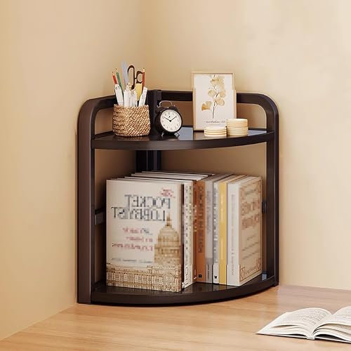 Schreibtisch-Bücherregal aus Holz mit 2 3 Ebenen, stapelbares Design für Büro und Zuhause, Schwarz, 25 x 25 x 43 cm