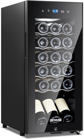 18 Bottle Compressor Wine Cooler Refrigerator with Lock, Freestanding Wine Fridge, 41°F-64°F Digital Temperature Control, Large Wine Cellar for Red, White, Champagne, and Sparkling Wine – Black