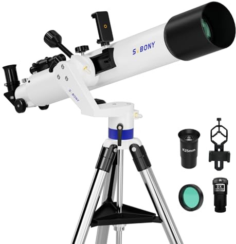 SVBONY SV520 Teleskop für Erwachsene, leistungsstark, 90 mm Blende, 800 mm Brennweite, Refraktor mit AZ-Halterung, Teleskop-Kit für Anfänger mit K25-Okular, Barlow-Linse, Telefonhalterung