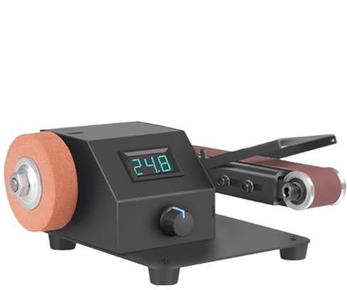 Piccola smerigliatrice da banco, smerigliatrice da banco, Levigatrice a multifunzionale, Smericio da banco da 350 W con 10 cinture di levigatura, levigatrice ad alta velocità da tavolo per metallo, la