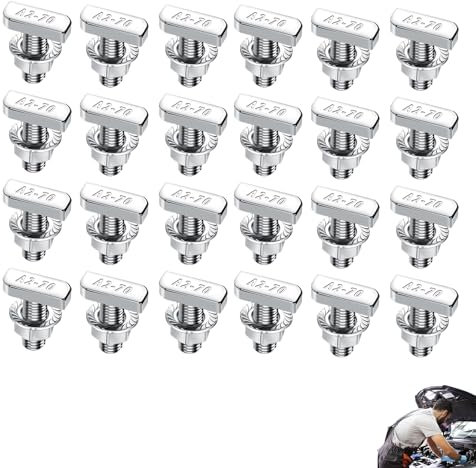 Lot de 48 vis à tête marteau M8 x 20 mm, en acier inoxydable A2-70 M8, avec écrous à bride M8, pour rails de montage solaires PV, serre et photovoltaïque