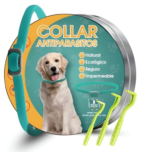 PETLUXE Collar Antiparasitario Perros, Quita Garrapatas, Collares Antiparasitarios para Perros, Desparasitante Perros, Antiparasitario Perros, Regalo Pinza Garrapatas, Pinzas Garrapatas Perros