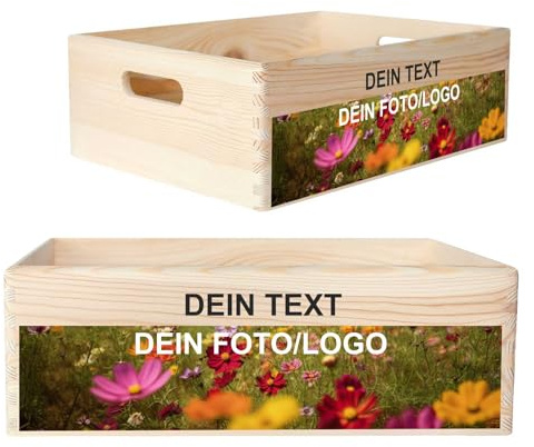 Creative Deco Personalisiert Geschenke Wunschtext + Foto | Fotogeschenke | Holzkiste | Dein Eigenes Bild Individuelles Geschenk | Geschenkkiste Geschenkbox für Frauen, Männer, Paar | 40 x 30 x 14 cm