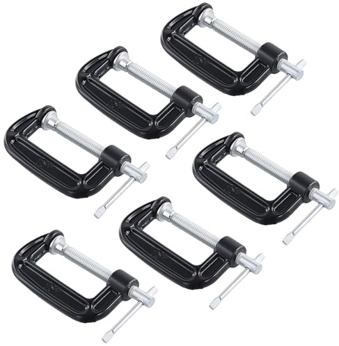 KOHAND 6 Pack 2 Inch G Clamp Set, Small Black Cast Iron C Clamp for Woodworking and Metalwork