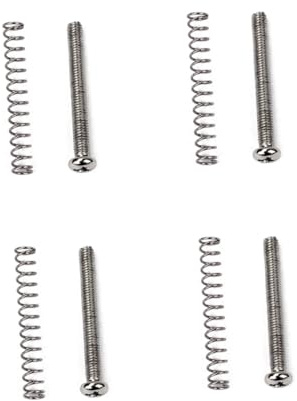 Gitarren Tonabnehmer Schrauben Y07, 4 Stück Silber | Metall, 4 Federn Enthalten, Kompatibel mit Meisten Pickups, für Montage von Gitarrenteilen