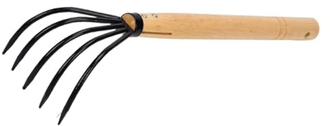 predolo Rastrello a Artiglio, rastrello da Giardino Compatto e Confortevole, con Manico in Legno, coltivatore per allentare Il Terreno, piantare, Giardiniere,
