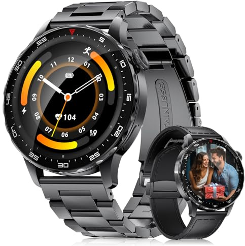 LIGE Smartwatch Herren mit Telefonfunktion(2 Armbändern), 1,43 HD AMOLED Smart Watch für Herren mit 750mAh Akku/IP68 Wasserdicht/Schlafmonitor/120+Sportmodi Fitnessuhr, Verfügbar Android iOS