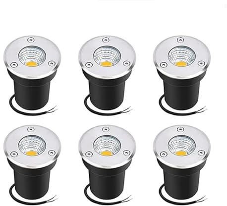AIXILAN Spot Lights,6PCS LED Beam Spotlight, AC85-265V COB Garden Landscape Lights, Recessed Buried Lights, for Outdoor Park Driveway Underground Lighting(White,5W)