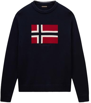 Napapijri Mura tröja, marinblå, norsk flaggdesign, stickad tröja, Marinblått Xsp, L